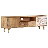 vidaXL Mueble para TV Mobiliario Decorativo Hogar Casa Decoración Estable Robusto Funcional Útil Clásico Práctico 140x30x45cm Madera Maciza Mango