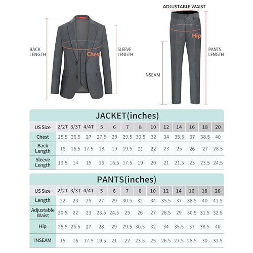 Image of Plavict Boys' Suits Slim Fit 5 Piece, Adjustable Waist, Boys Formal Set