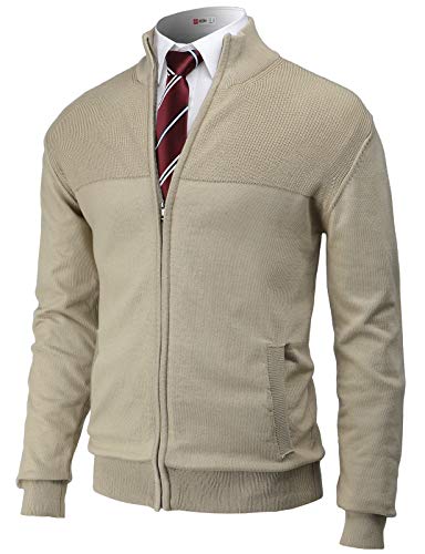 H2H Mens Casual Slim Fit Knitted Cardigan Zip-up Long Sleeve Thermal with Twisted Pattern