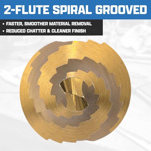 Image of NEIKO 10602A Step Drill Bit, 13 Steps 1 /8 inch to 1 /2 inch Spiral High Speed Steel, Titanium Nitride Coated, 1 /4 inch Quick Change Step Bits for Steel, Metal, Wood, Plastic, Unibit Cone Drill Bits, Two Flute