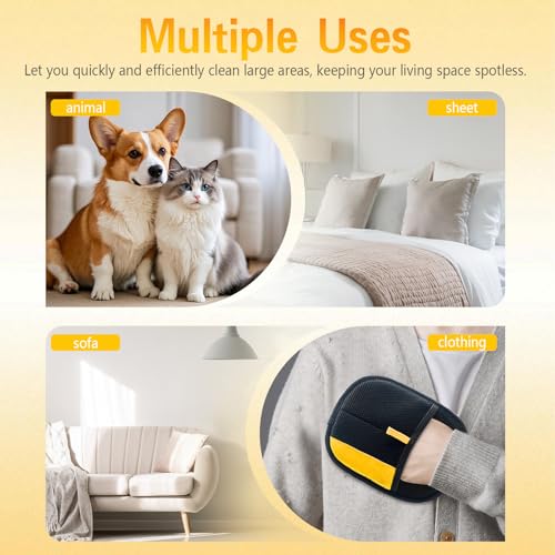 Gants d'épilation d'animaux réutilisables, brosses textiles pour poils de chat et chien