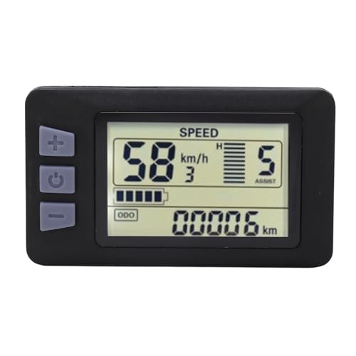 Fockety Computer, 24V 36V 48V 60V Electric LCD Display Meter with 6Pin Plug, E LCD Display Cycling Computer Conversion LCD Instrument for 22.2mm Handlebar