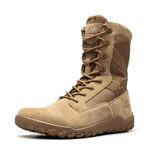 NORTIV 8 Men's Wide Toe Tactical Boots, Size 10.5, Coyote