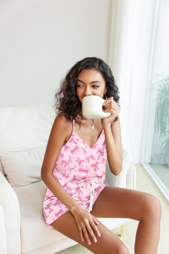 Image of Ekouaer Pajamas for Women Set Silk Satin Pjs Sexy Lingerie Sleepwear Cami Shorts Set Summer Nightwear S-XXL