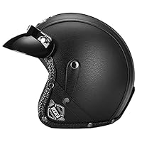 Vintage Motorfiets 3/4 Open Gezichtshelm, Leer Half Helm, Volwassen