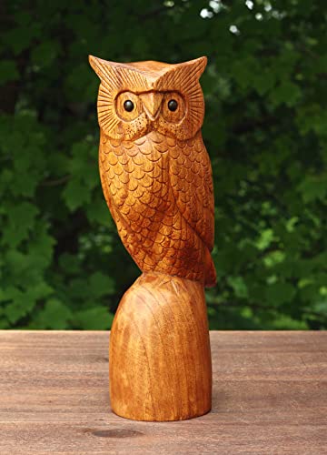 Figura Decorativa de Búho de Madera Hecha a Mano 10" miniatura 5