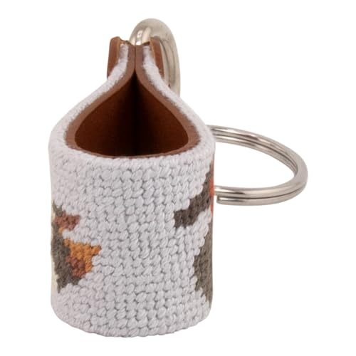 Image of Leather Hand-Stitched Needlepoint Key Fob or Key Chain