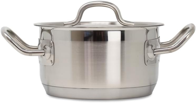 UK Care DirectKitchen Stainless Steel Casserole Cooking Pot with Lid ; Small Size - 14X7.5 Cm - 18/10 Chef Quality Pan, Compatible with Induction, Gas, Electric & Ceramic Hobs, 5mm - Capsulated Base