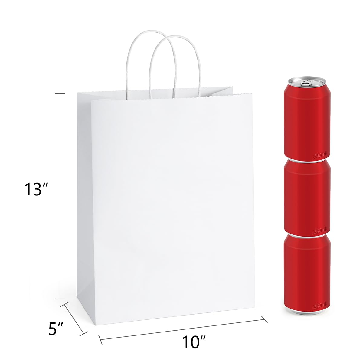 BagDream 10x5x13 25Pcs Gift Bags White Paper Shopping Bags with Handles Bulk, for Retail, Merchandise, Party Favor, Recyclable Paper Sacks