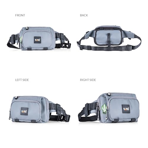 Image of MONKEY TROOPERS Spee Bikers Crossbody Bag for Men & Women, Grey | Lightweight, Water Resistant, Mounts on Bike Tank, Handle, Touch-Sensitive Mobile Pocket, Key Hook, Quick Pockets Waist Bag
