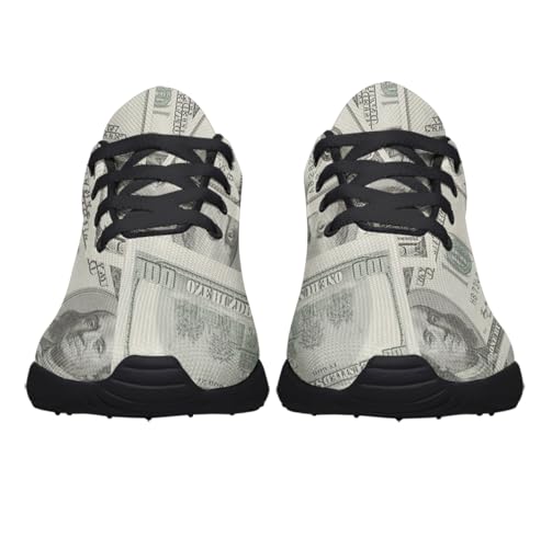 Sonzj-II Money Pattern Fashion Ultra Lightweight Running Sneakers Men Women 100 Dollar Bill Print Walking Tennis Shoes3