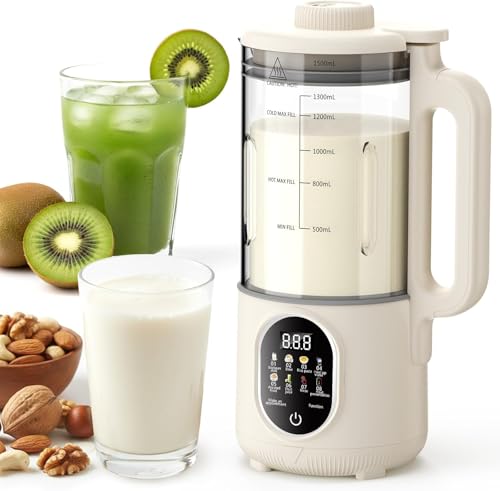 1500ml Automatic Nut Milk Maker 20 Blades for Almond Oat Soy 10 in 1 Milk Plant Based Milks Chowder Juice with Delay Start Boil Water Keep Warm Auto Clean by Vangebloom - Used condition - CA$52.77