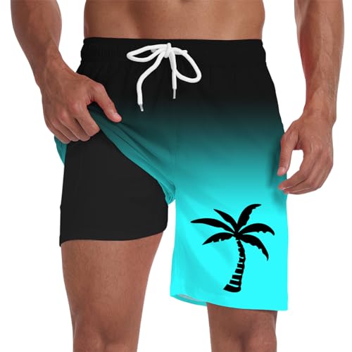 Hawaiian Shorts for Men | Elastic Waist Drawstring Beach Swim Trunks | Lightweight Quick Dry Shorts Vacation