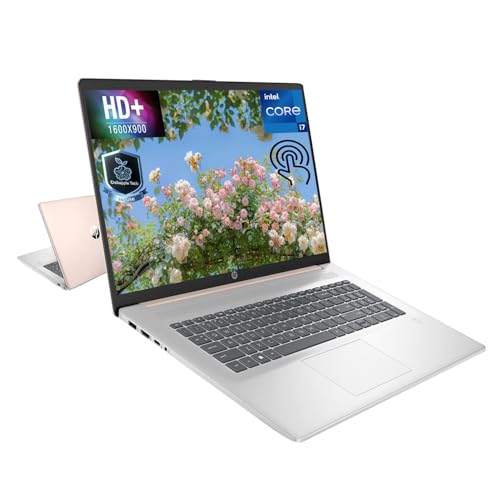 Image of HP Essential 17.3 inch HD+ Touchscreen Laptop, Intel Core i7-1355U, Up to 5.0GHz, 32GB DDR4 RAM, 1TB SSD, Wi-Fi 6, Fingerprint Reader, Webcam, Backlit Keyboard, Windows 11 Home, Pale Rose Gold