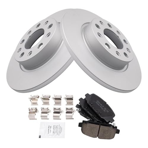 Image of TRQ Rear Brake Pad and Rotor Set Ceramic Coated Rotors Compatible with 2018-2022 Jeep Compass