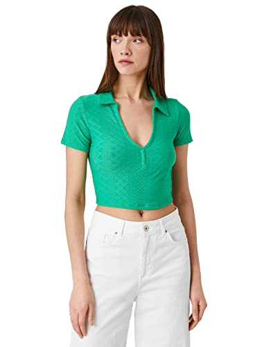 Camiseta crop polo Koton con acabados premium en punto elástico de tacto suave