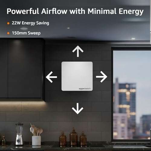 Image of Amazon Basics Axial Fan 6 inch | 22W | 7 Blades | 135 mm Sweep | 7.5 dB Low Noise | Window Mount | Wall Switch Control | White Plastic Body