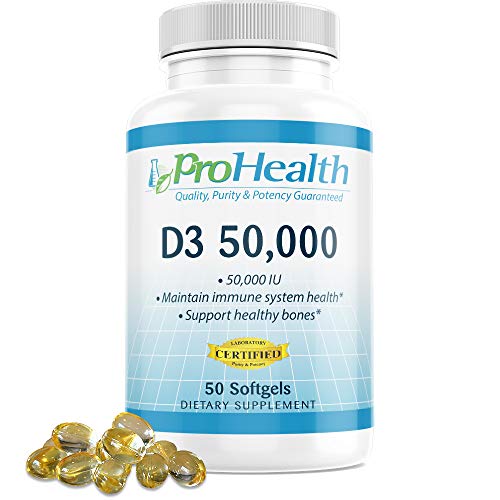 ProHealth Vitamin D3 50,000 (50,000 IU, 50 softgels) Helps Boost and Support Healthy Bones and The Immune System | Gluten Free