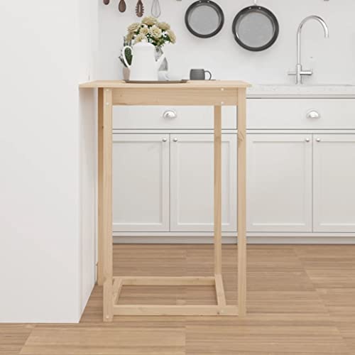 Table haute carrée gain de place en pin pour petit espace