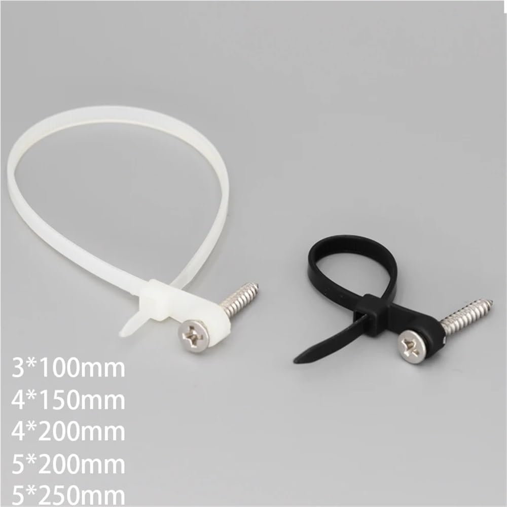 Fascette stringicavo in plastica e nylon, con foro di montaggio a vite, fisso, autobloccante, fascette (41 pezzi, 4 x 200 mm)