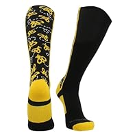 Crazy Socks with Bumble Bees Over the Calf (Black/Gold, Small)