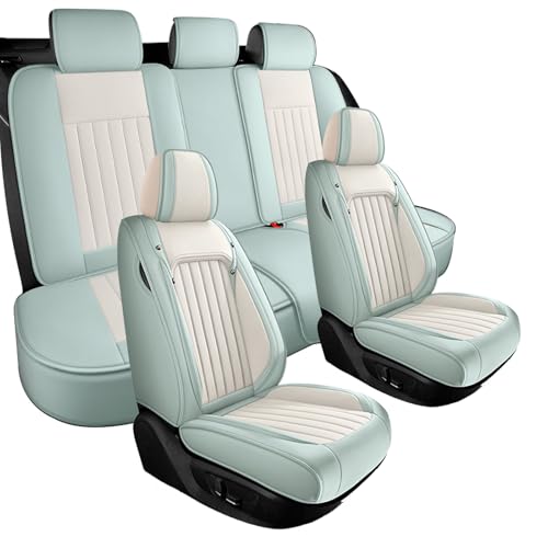 に適用ホンダ 新型ヴェゼル ヴェゼルVezel RV系車シートカバーシートクッション レザー素材 全天候型 5人乗り 耐摩耗性 防水 汚れ防止 滑り止め カーシートカバー 取り付けが簡単 カーアクセサリー(米青,枕なし)