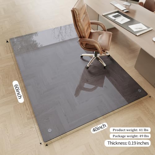 Image of [Tempered Glass] 40 inch x 60 inch Glass Office Chair Mat for Carpet