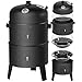 tectake® BBQ Charcoal Smoker Grill with Integrated Thermometer, Portable Outdoor Barbecue, Adjustable Vents, Chrome Plated Grates, Barbecue Ideal for Smoke or Steam Cooking - Barrel