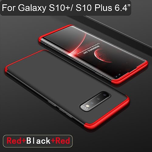 Image of Case for Galaxy S10 Plus, 3-in-1 Ultra-Thin Slim Hard PC Case Cover Anti-Scratches 360 Degree Full Body Protective Cover Compatible with Samsung Galaxy S10+ Plus (Red+Black+Red)