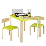 Material superior: el juego de mesa y 2 sillas está hecho de tablero de MDF y está certificado según el estándar EN71. Se caracteriza por una calidad superior, materiales de protección ambiental y diseño simple.