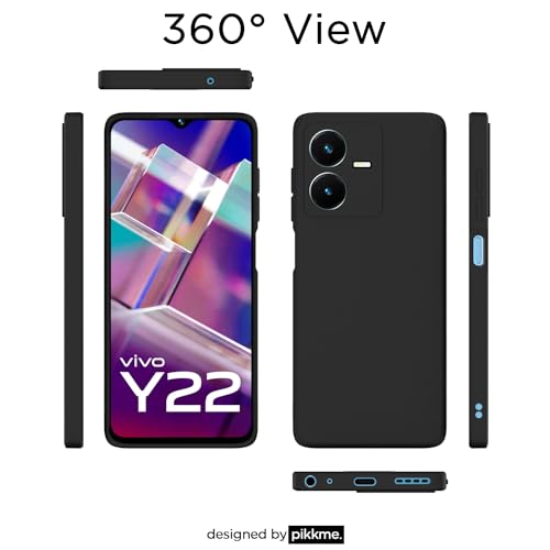 Image of Outlouders Back Cover for Vivo Y22 | Camera Protection | Durable Soft Matte Silicone Bumper Case (Black)