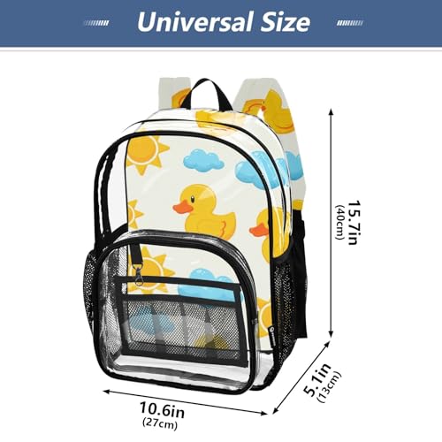 Cute Yellow Ducks Women Clear Backpack Cute Kids Girls Backpack Boys See through Shoulder Bag4
