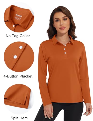 Image of MAGCOMSEN Women's Polo Shirts Long Sleeve Golf T Shirt Quick Dry UPF 50+ Sun Protection Lightweight Athletic Tennis Shirts