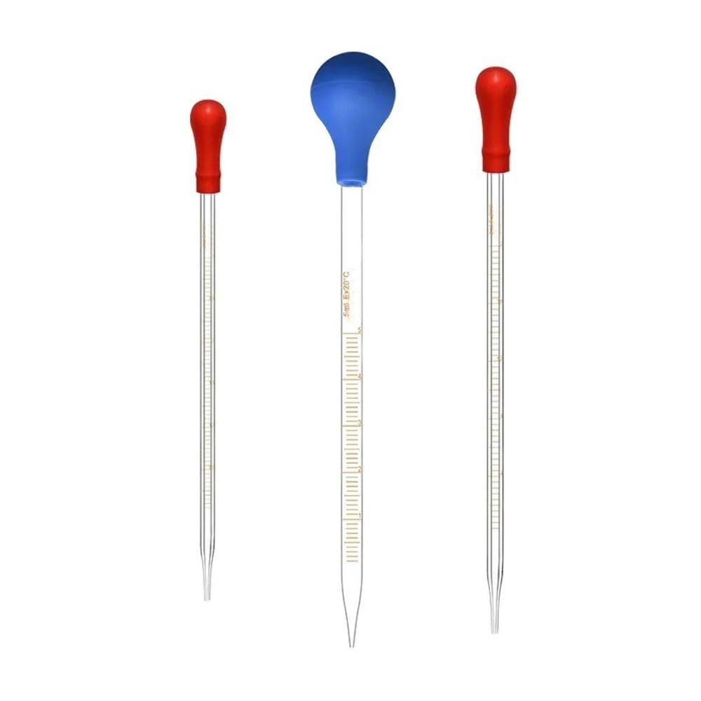 gotero de vidrio, goteros de laboratorio, Gotero de pipeta graduada vidrio con cabezal goma 0,5 a 10 ml(10ml)