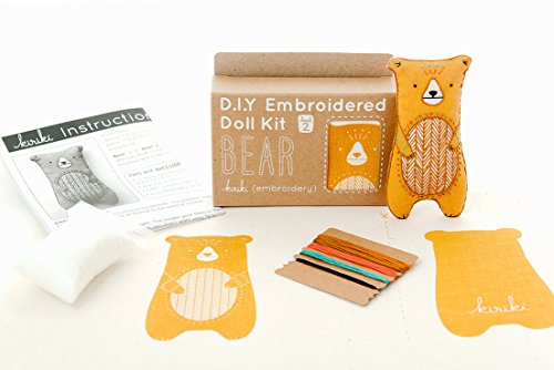 Image of DIY Embroidery Doll Kit by Kiriki Press | 3 Skill Levels - Beginner to Advanced (Bear - Level 2)