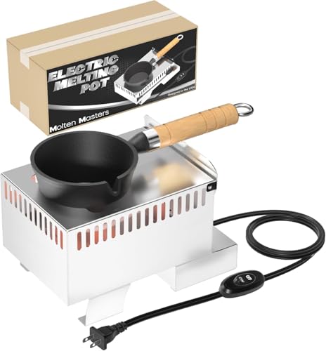 Electric Lead Melting Pot 5LB Capacity Lead Melter Furnace with 500W Fast Heating Up to 750F for Fishing Sinkers & Bullet Casting Removable Cast Iron Pot Stainless Steel Base 120V
