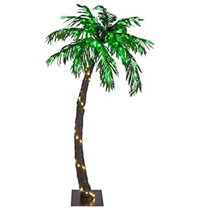 5-Ft. Kringle Traditions 10-Function LED Lighted Palm Tree – Pre-Lit Artificial Palm Tree Decor – Remoted Controlled…