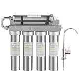 FACHIOO 0.01μm Ultra-Filtration Under Sink Water Filter, Stainless Steel Water Filtration System wit