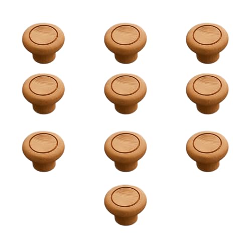 Image of 10 Piece Drawer Knobs for Kitchen- Door Knob for Cabinet, Cupboard & Dresser |Material-Steam Beech Wood, Natural Wood Finis| - 1.5 Inch-| 3 Years Warranty |