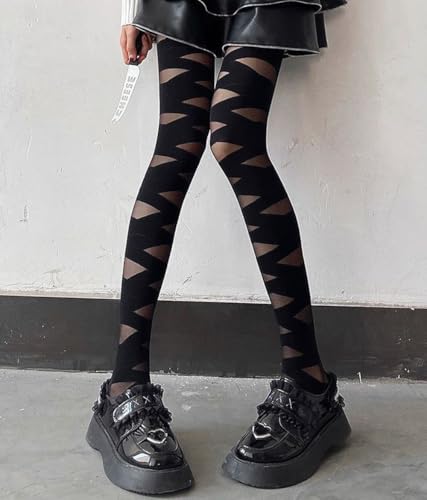 Mrotrida Women's Cross Stripe Tights Goth Cosplay Bandage Design Pantyhose Sexy Jk Y2k Halloween Stockings4