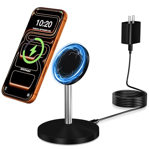 Image of Magnetic Wireless Charging Station,25W Fast Charger 6FT Mag safe Wireless Station Pad,Magnetic Mag-Safe 360 Charger Stand for iPhone 17 /17 Pro /Air /17 Pro Max /16 Pro Max /15 /14 /13 /12, AirPods Pro 2 /3 /4