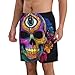 Men & Boys Fit Swim Trunks for Beach Athletic Hiking Quick Dry Drawstring Essentials Half Pants with Pockets Lining, Beachwear Skull Head Lotus Art Fashion Swim Trunks