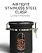 Veken Coffee Canister with Window, Airtight Stainless Steel Kitchen Food Storage Container with Lids, Date Tracker and Scoop for Grounds Coffee, Beans, Tea, Flour, Cereal, Sugar Jars, 16OZ, Black