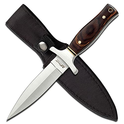 MTECH USA Faca de lâmina fixa MT-20-03, lâmina de borda dupla de titânio, cabo Pakkawood, total de 2