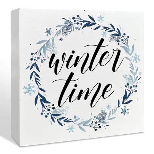 Wooden Box Sign, Snowflake Table Decor, Xmas Decoration for Kitchen,...