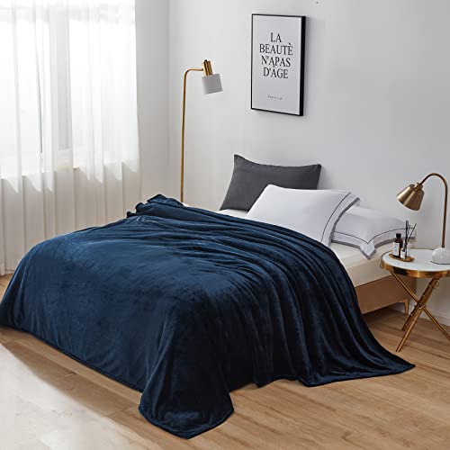 King Size Blanket For Bed Winter Fleece Blanket King Size Anti-Static Luxury Soft Warm Plush Microfiber Blanket Navy Throw Blanket King Blanket Hotel Blanket Bedding Cover #TOP8