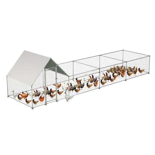 26'Lx6.7'Wx6.6' ft Large Metal Chicken Coop,Walk-in Chicken Run with Waterproof Roof Cover for Yard, Outdoor Backyard Farm,Outdoor Poultry Cage with Lockable Doors for Ducks, Rabbits and Small Pets