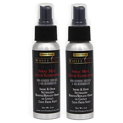 Whiff Out Spray Mist- 2 Pack of 2 oz Non-Aerosol Surface & Air Deodorizer | Cigar Cigarette 420 Smoke Fabric Pet Odor Neutralizer | Remove and Replace Odors on Contact Cover