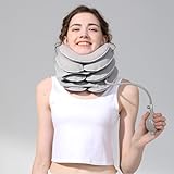 Neck Stretcher with Neck Brace,Inflatable Cervical Traction Neck Device,Neck Relief Tool,Adjustable Cervical Brace,Home Use Neck Decompression Technology Breathable Fabric Washable&Colorfast(Gray)