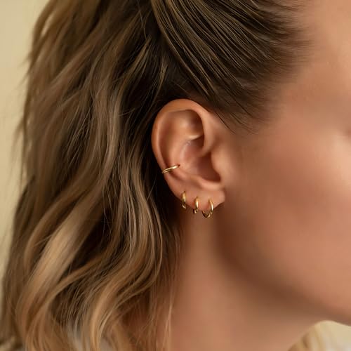 micuco Small Hoop Earrings for Women Tiny Cartilage Hoop Earrings for Men Helix Daith Tragus Ear Hugging Hoop Earrings Sleeper Hypoallergenic Earrings4